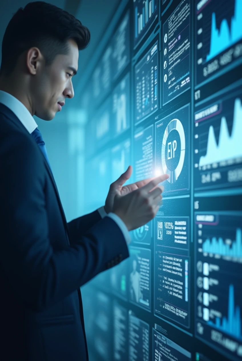 Profissional usando sistema ERP
